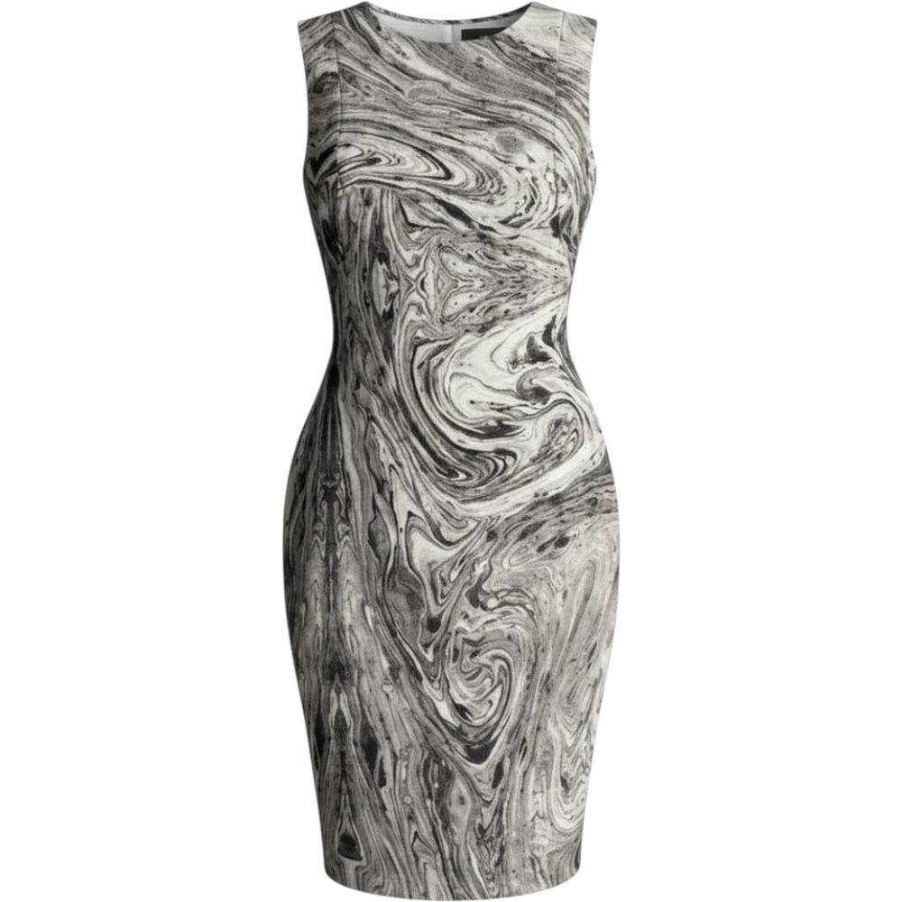 Zara Bloggers Favorite Marblee Printed Midi Scuba Dress Small - Picture 1 of 16